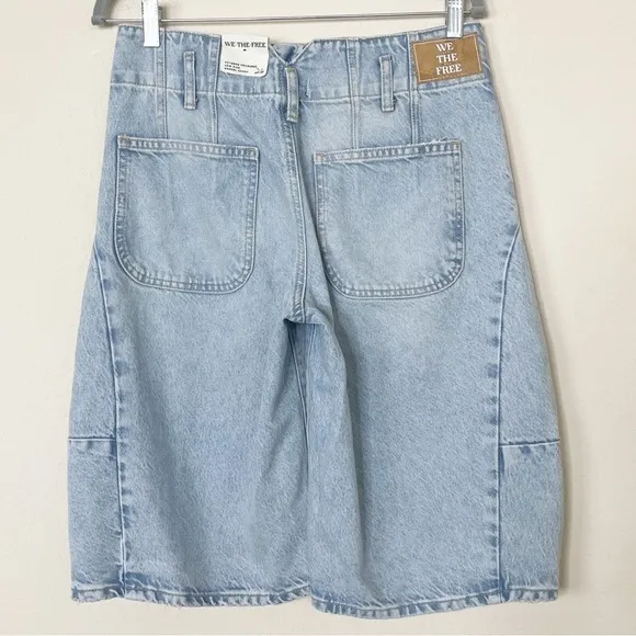 Free People We The Free Extreme MeasuresBarrel Denim Shorts Size 26