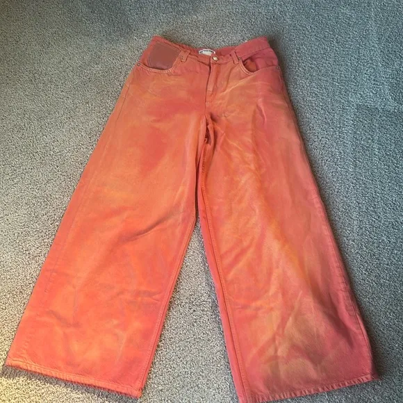 FREE PEOPLE We The Free Waterfall Baggy Wide Leg Jeans / Oklahoma Sun 🔥 🔥