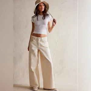 Free People We The Free Waterfalls Baggy Wide-Leg Jeans in Natural
