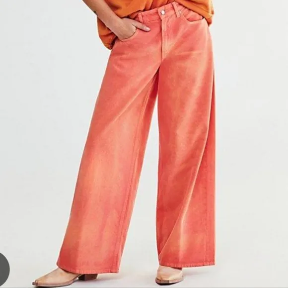 Free People We The Free Waterfalls Baggy Wide-Leg Jeans Oklahoma Sun
