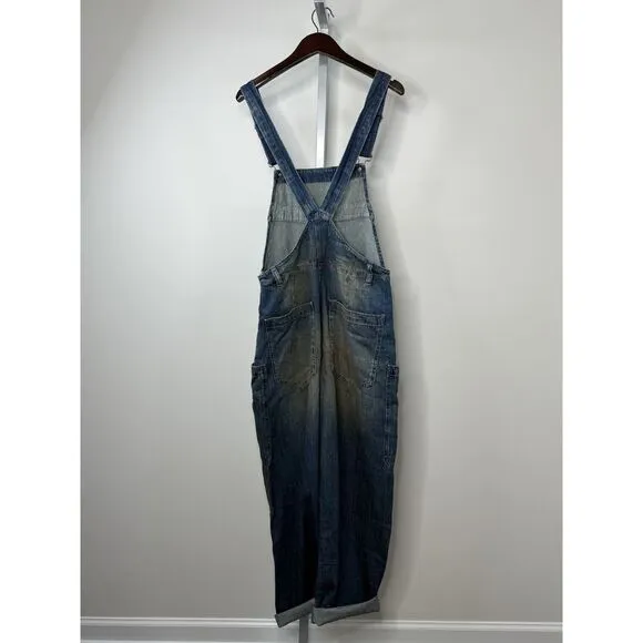 Free People We The Free Way Back Overalls Slouchy Cargo Pocket Blue Size XS NWOT