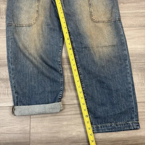 Free People We The Free Way Back Overalls Slouchy Cargo Pocket Blue Size XS NWOT