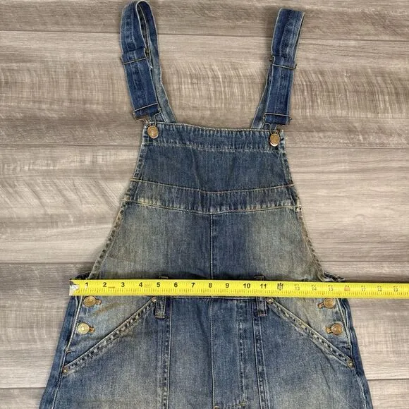 Free People We The Free Way Back Overalls Slouchy Cargo Pocket Blue Size XS NWOT