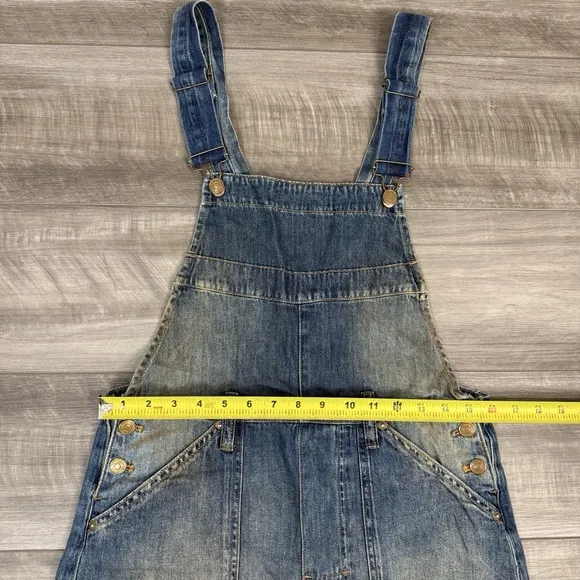 Free People We The Free Way Back Overalls Slouchy Cargo Pocket Blue Size XS NWOT