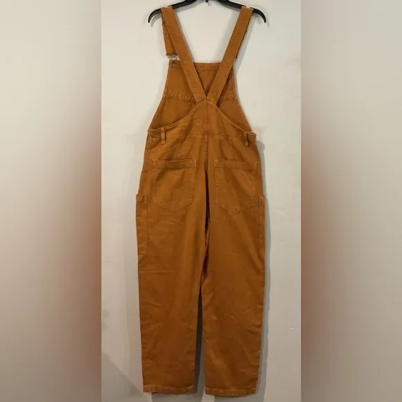 Free People We The Free Way Back Romper Denim Overalls Mustard/brown NWOT