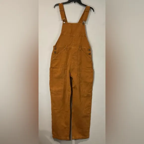 Free People We The Free Way Back Romper Denim Overalls Mustard/brown NWOT