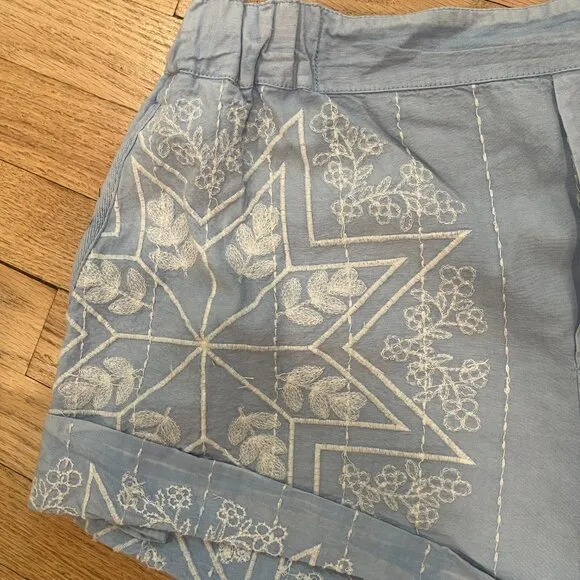 Free People Westover Embroidered Shorts - Blue Bell Combo NWOT Size Medium