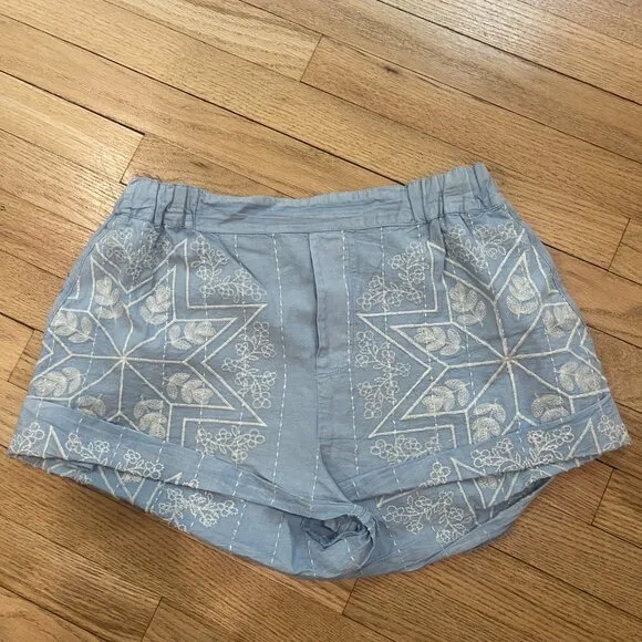 Free People Westover Embroidered Shorts - Blue Bell Combo NWOT Size Medium