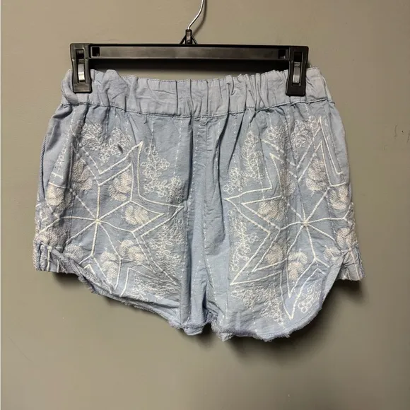 FREE PEOPLE Westover Embroidered Shorts - Blue Bell Combo XS NWOT RT 98