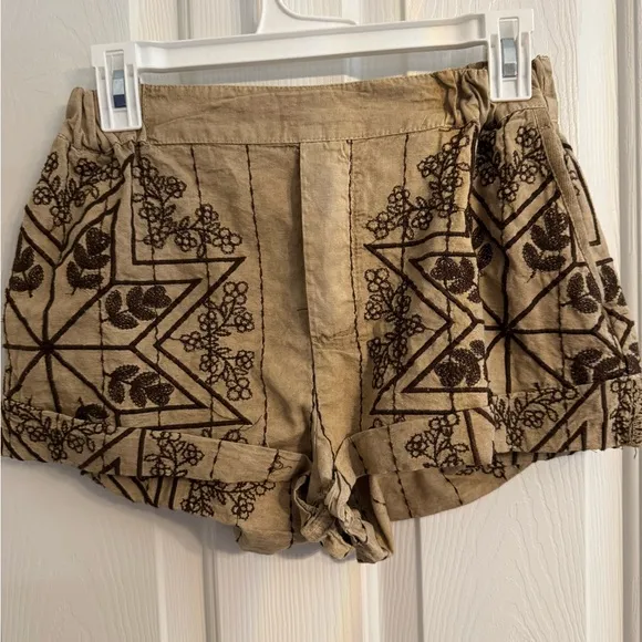 Free People Westover Embroidered Shorts NWOT Size XS Sand