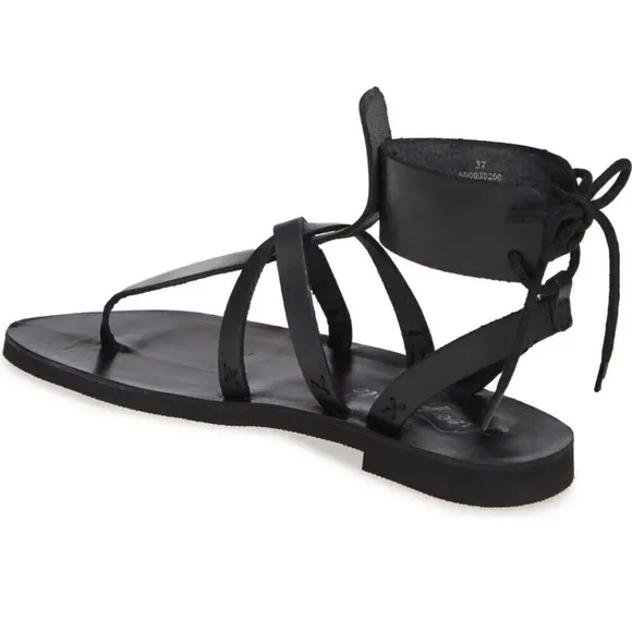 Free People Women Black Vacation Day Leather Wrap Strappy NEW Gladiator Sandals
