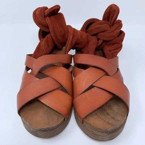 Free People Womens Emmy Ankle Wrap Clog Sandals Leather 9 EUR 39 New