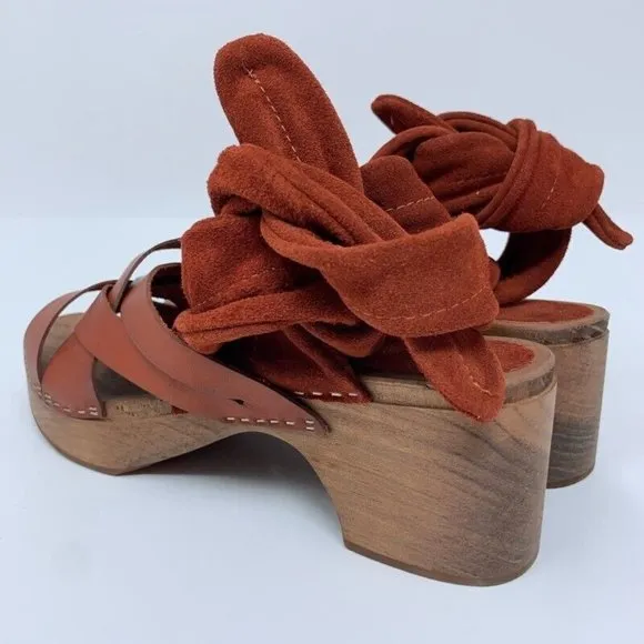 Free People Womens Emmy Ankle Wrap Clog Sandals Leather 9 EUR 39 New