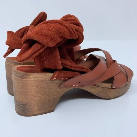 Free People Womens Emmy Ankle Wrap Clog Sandals Leather 9 EUR 39 New