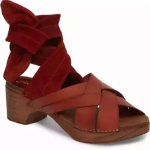 Free People Womens Emmy Ankle Wrap Clog Sandals Leather 9 EUR 39 New