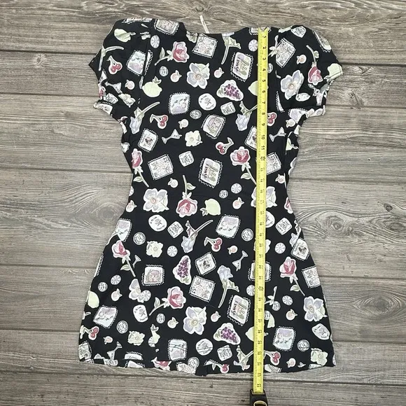 Free People Women's Oakley Mini Dress A-Line Ruched Black Print SMALL NWOT $128
