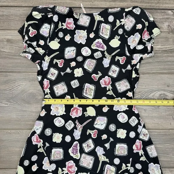 Free People Women's Oakley Mini Dress A-Line Ruched Black Print SMALL NWOT $128