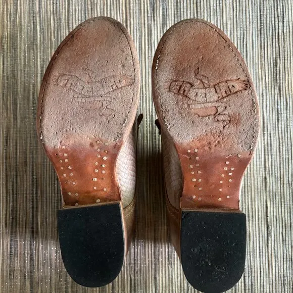 FREEBIRD | Womens Mabel Taupe Leather Snakeskin Oxford Loafers Size 6