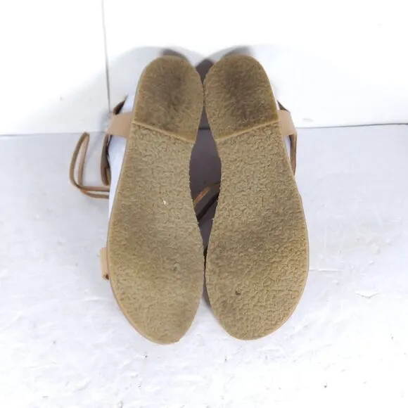 FREE PEOPLE Women’s Bryn Mar U40 EU9,5 Brown Leather Ankle Wrap Flat Sandals