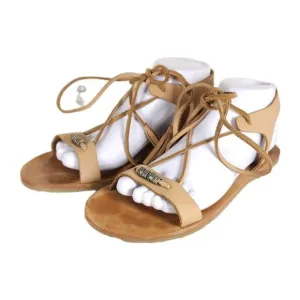 FREE PEOPLE Women’s Bryn Mar U40 EU9,5 Brown Leather Ankle Wrap Flat Sandals