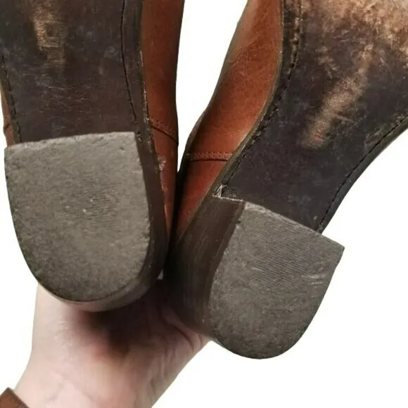 Frye 76396 Jane Strappy Brown Leather Womens High Heel‎ Booties Boots Size 9