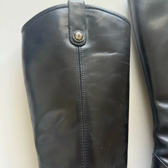 Frye Black Melissa Button Riding Tall Leather Boots 10B