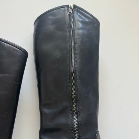 Frye Black Melissa Button Riding Tall Leather Boots 10B