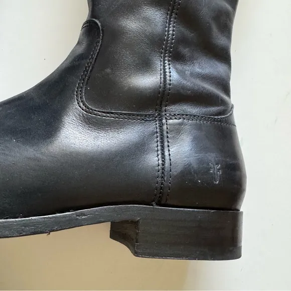 Frye Black Melissa Button Riding Tall Leather Boots 10B