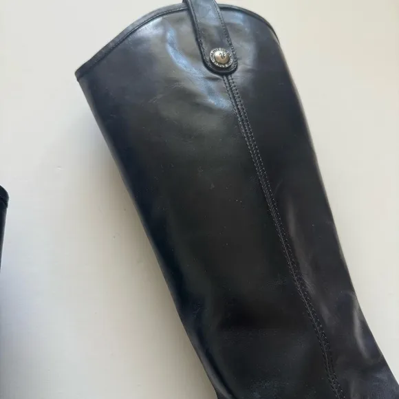 Frye Black Melissa Button Riding Tall Leather Boots 10B