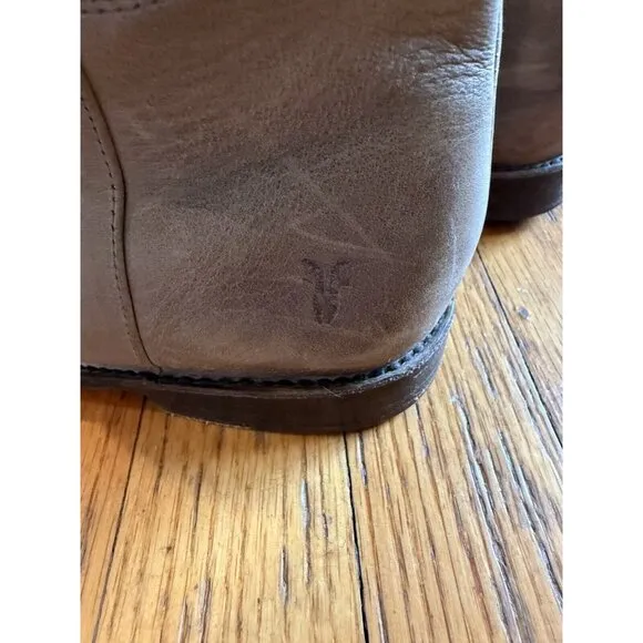 FRYE Boots Paige Knee High Tall Riding Grey/Tan Leather Boots 77534 SZ 11B GUC