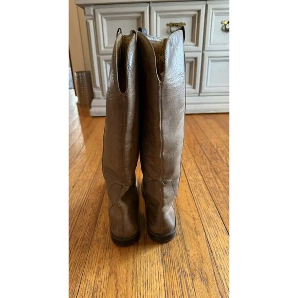 FRYE Boots Paige Knee High Tall Riding Grey/Tan Leather Boots 77534 SZ 11B GUC