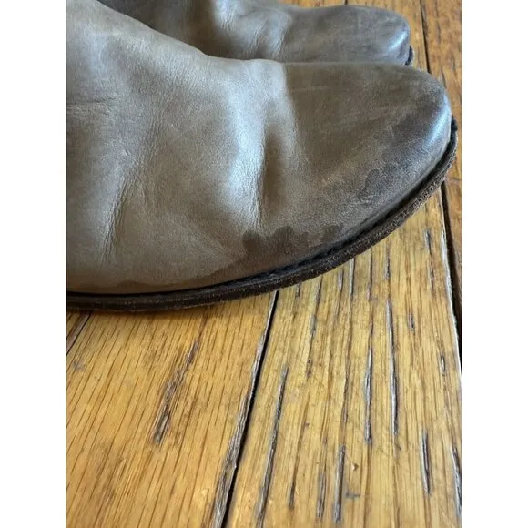 FRYE Boots Paige Knee High Tall Riding Grey/Tan Leather Boots 77534 SZ 11B GUC