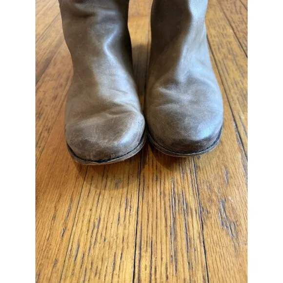 FRYE Boots Paige Knee High Tall Riding Grey/Tan Leather Boots 77534 SZ 11B GUC