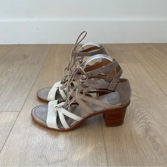 Frye Brielle Gladiator Leather Ankle Wrap Heeled Sandals Womens Size 10