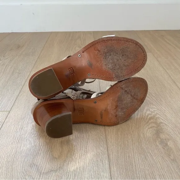 Frye Brielle Gladiator Leather Ankle Wrap Heeled Sandals Womens Size 10