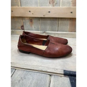 𝅺frye Chestnut Brown Leather Womens Slip On Loafers US8 Flats