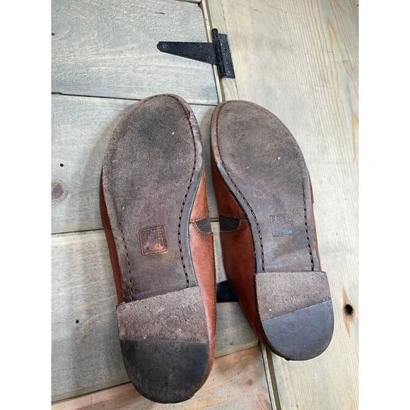 𝅺frye Chestnut Brown Leather Womens Slip On Loafers US8 Flats