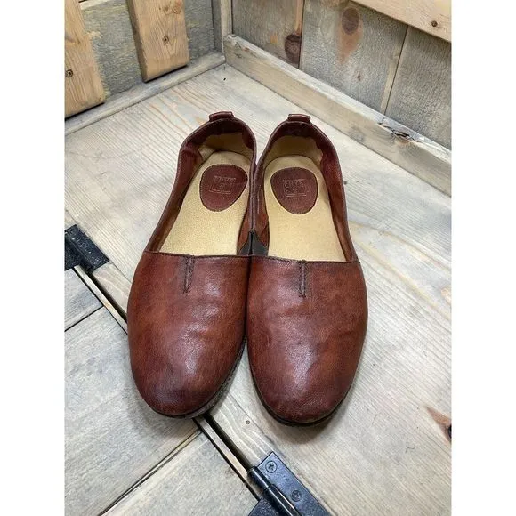 𝅺frye Chestnut Brown Leather Womens Slip On Loafers US8 Flats