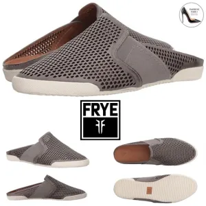 FRYE Melanie Gore Perforated Mule Sneaker Pale Blue Gray Leather Casual Flats