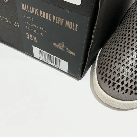FRYE Melanie Gore Perforated Mule Sneaker Pale Blue Gray Leather Casual Flats