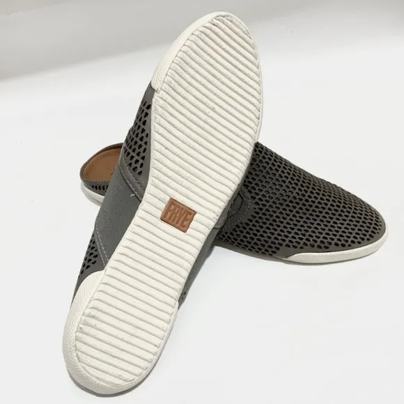 FRYE Melanie Gore Perforated Mule Sneaker Pale Blue Gray Leather Casual Flats