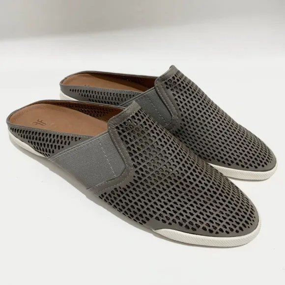 FRYE Melanie Gore Perforated Mule Sneaker Pale Blue Gray Leather Casual Flats