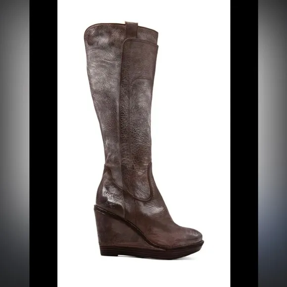 Frye Paige Wedge knee high leather boots 7.5