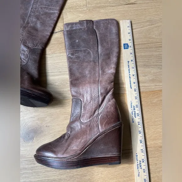 Frye Paige Wedge knee high leather boots 7.5