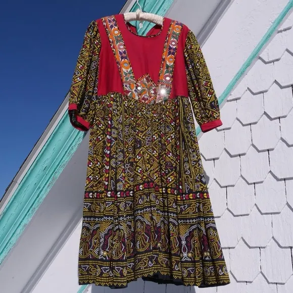 Fun vintage Afghan block printed sundress