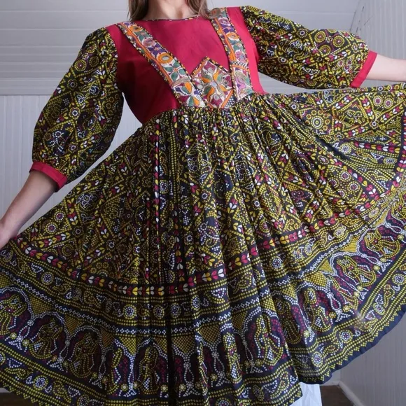 Fun vintage Afghan block printed sundress