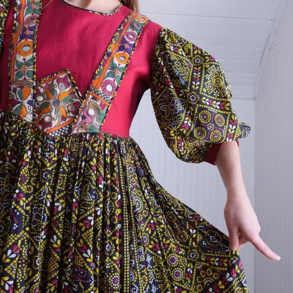 Fun vintage Afghan block printed sundress