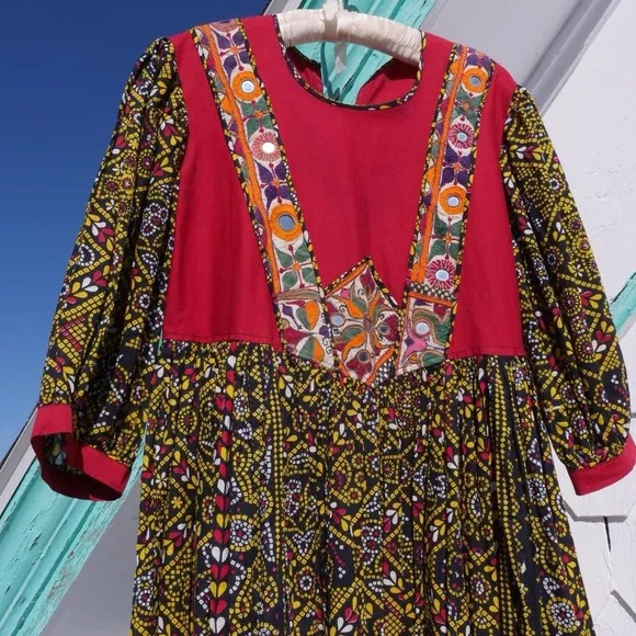 Fun vintage Afghan block printed sundress
