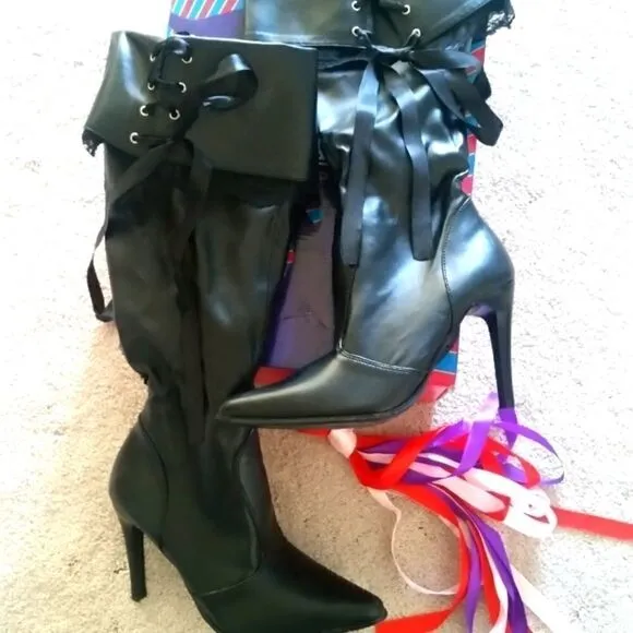 FUNTASMA BLACK SEXY HIGH HEELED BOOTS