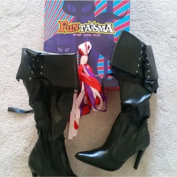 FUNTASMA BLACK SEXY HIGH HEELED BOOTS